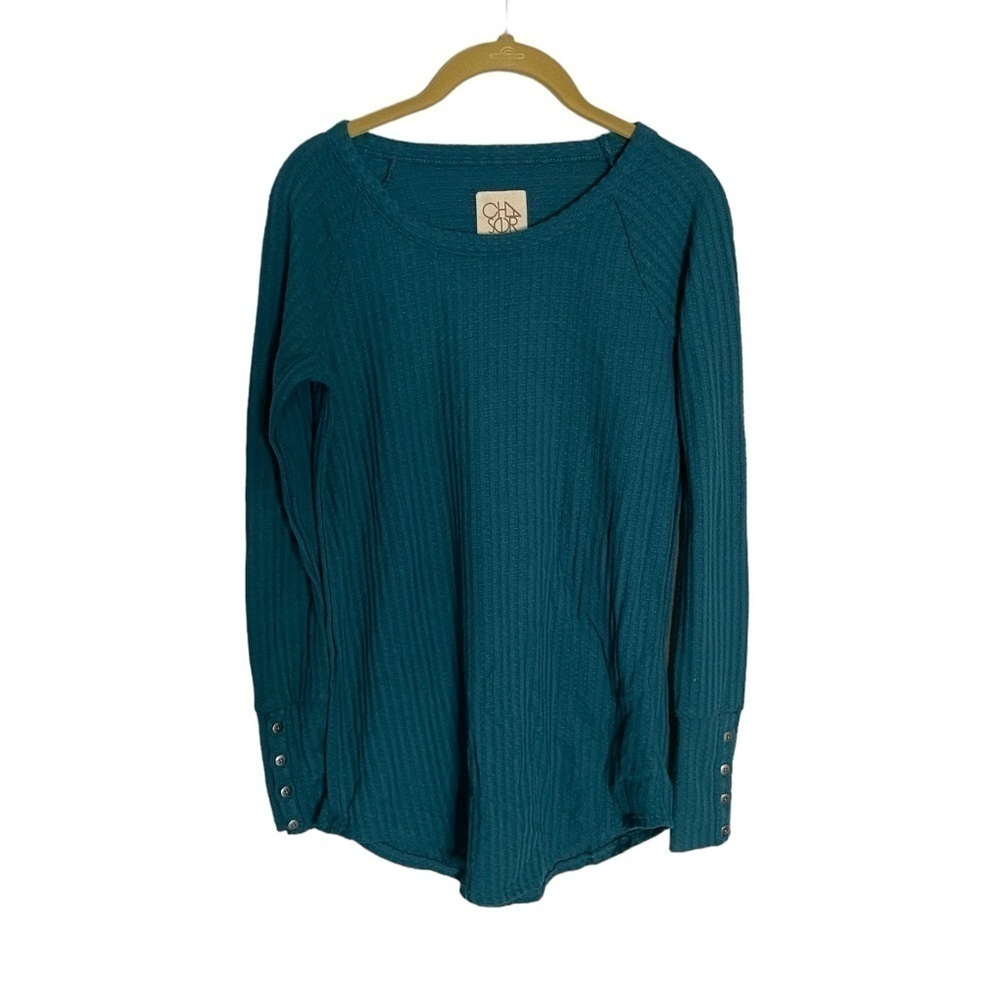 Chaser Green Waffle Knit Long Sleeve Shirt XS